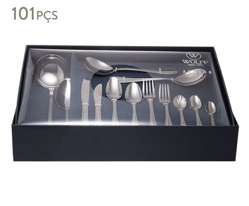 Faqueiro Peças em Inox com Caixa Litografada Avalon, Cinza | WestwingNow