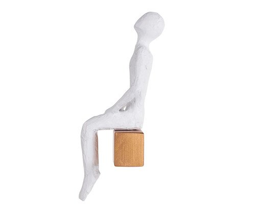 Adorno de Parede Homem Sentado Lateral Branco e Dourado, Branco | WestwingNow
