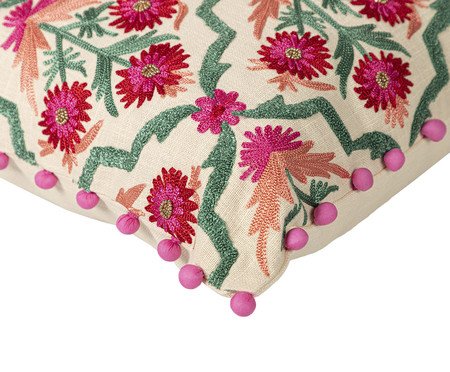 Capa de Almofada Bordada Chanetti com pompoms | Westwing