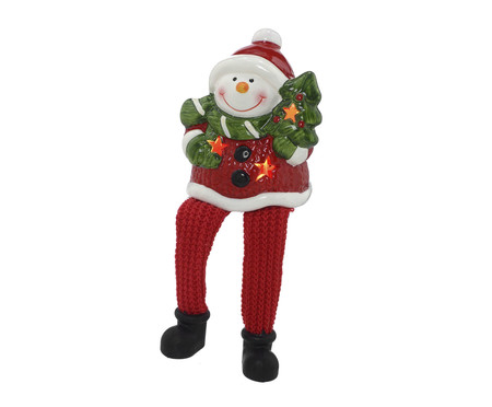 Adorno Boneco de Neve com Luz Vermelho e Verde