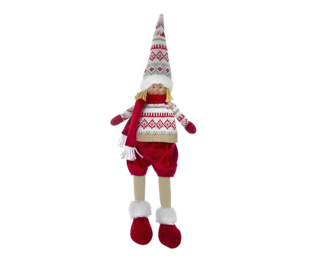 Boneco Menino Natalino Vermelho e Branco