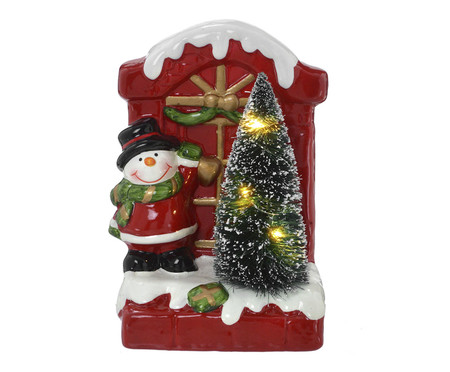 Boneco de Neve Decor com Luz Vermelho, Branco e Verde