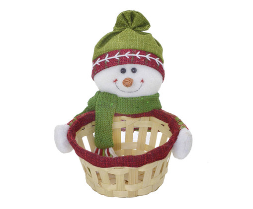 Cesta Boneco de Neve Vermelho e Verde e Branco e Marrom, Vermelho | WestwingNow