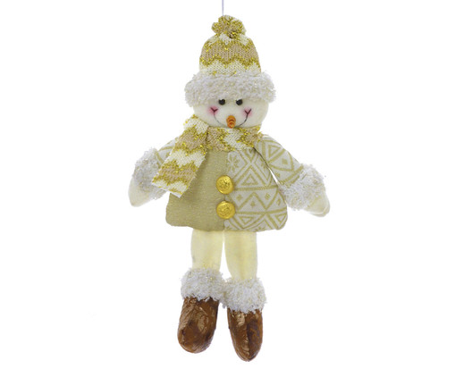 Boneco de Neve de Pendurar Dourado, Branco e Marrom, Amarelo | WestwingNow