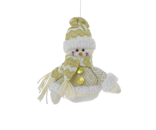 Boneco de Neve de Pendurar Dourado e Branco, Amarelo | WestwingNow