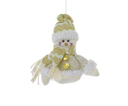 Boneco de Neve de Pendurar Dourado e Branco