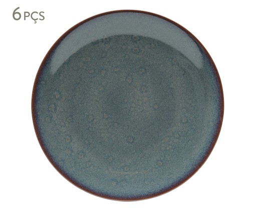 Jogo de Pratos Rasos em Porcelana Reactive Glaze - Azul, Azul | WestwingNow