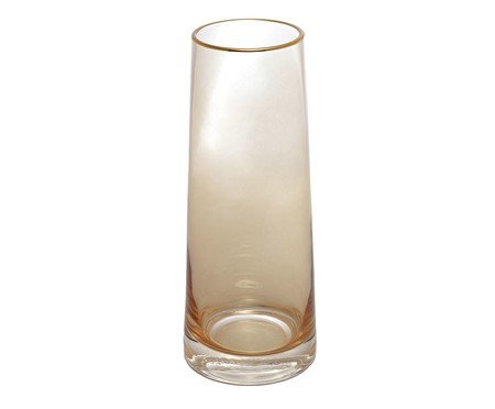 Vaso de Vidro com Borda Dourada Âmbar Liz | Westwing
