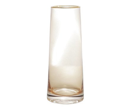 Vaso de Vidro com Borda Dourada Âmbar Liz
