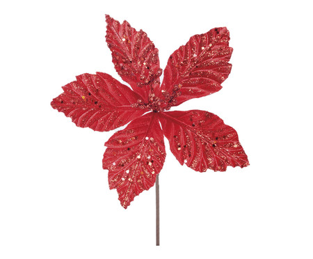 Enfeite Poinsetia Flor Vermelha de Cabo Curto II