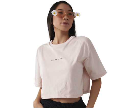 T-Shirt Cropped Bem Me Quero Rosa, Rosa | WestwingNow
