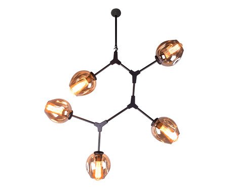 DUPLICADO Pendente Orbe Champanhe e Preto Bivolt - 40X95X80cm | Westwing