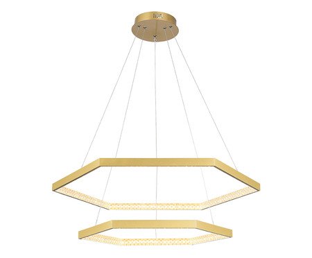 Pendente Hex Dourado e Transparente Bivolt
