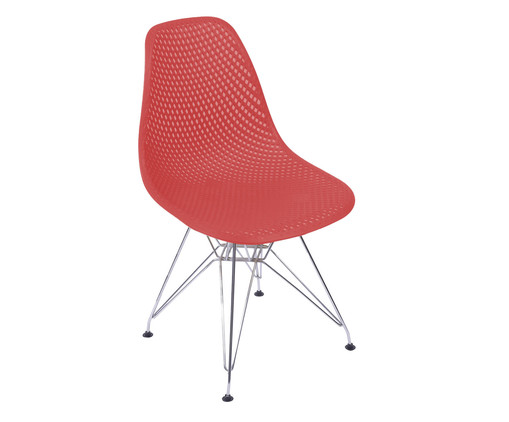 Jogo de Cadeiras Vermelha com Base em Metal, Vermelho | WestwingNow
