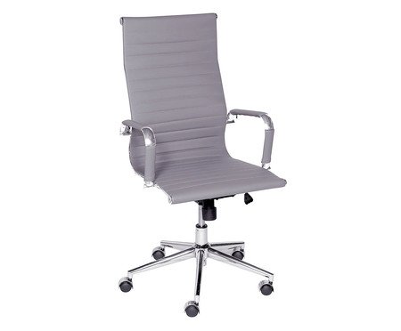 Cadeira com Rodízios Alta Office Eames Esteirinha Cinza