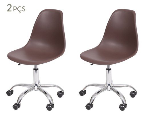 Jogo de Cadeiras Café com Rodízio, Marrom | WestwingNow