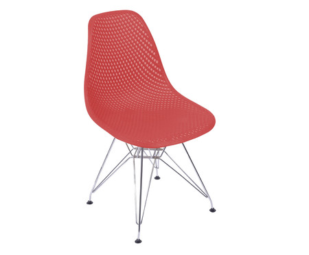 Jogo de Cadeiras Vermelha com Base em Metal