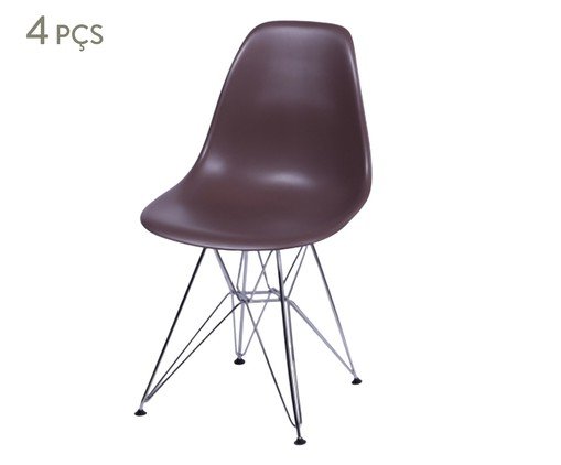 Jogo de Cadeiras Café Cromada, Marrom | WestwingNow