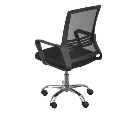 Cadeira Office Baixa Preta com Base Rodízio Cromada | WestwingNow