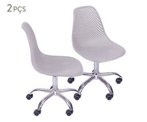 Jogo de Cadeiras Cinza com Base Rodízio, Cinza | WestwingNow