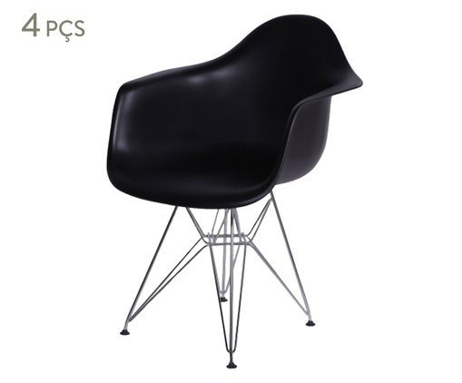 Jogo de Cadeiras Preta Cromada, Preto | WestwingNow
