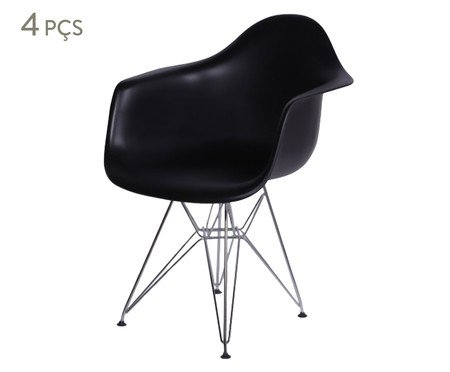 Jogo de Cadeiras Preta Cromada | Westwing