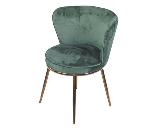 Cadeira em Veludo Verde Escuro Acobreado, Verde | WestwingNow