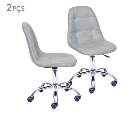 Jogo de Cadeiras Botone Cinza com Base Rodízio | Westwing