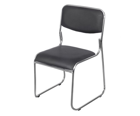 Jogo de Cadeiras Preto Cromada com Base Fixa | WestwingNow