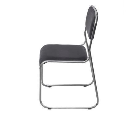 Jogo de Cadeiras Preto Cromada com Base Fixa | WestwingNow