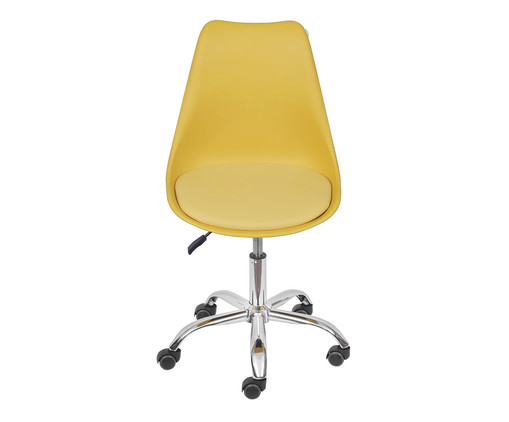 Cadeiras com Almofada Amarela com Base Cromada Rodízio, Amarelo | WestwingNow