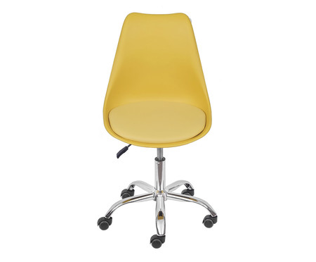 Cadeiras com Almofada Amarela com Base Cromada Rodízio | WestwingNow