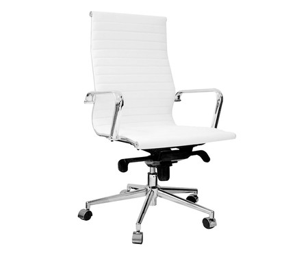 Cadeira Giratória com Rodízios Alta Office Eames Esteirinha Branca