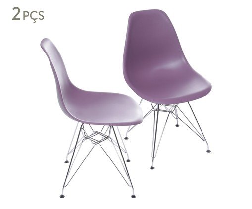 Jogo de Cadeiras Roxa com Base Cromada, Roxo | WestwingNow