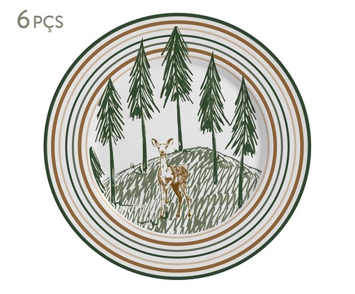 Jogo de Pratos Sobremesa Pines, Colorido | WestwingNow