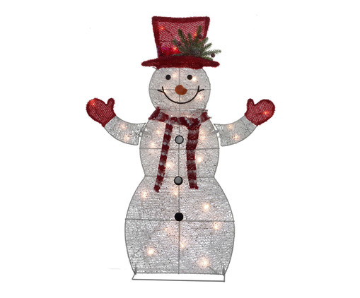 Boneco de Neve com Luz Branco e Vermelho e Preto, Vermelho | WestwingNow