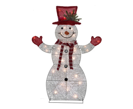 Boneco de Neve com Luz Branco e Vermelho e Preto