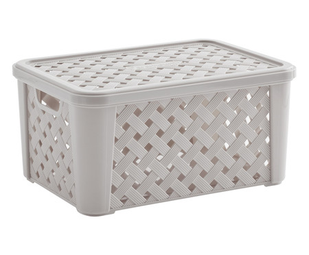 Cesta Organizadora com Tampa Rattan Creme | Westwing