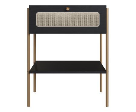 Mesa de Cabeceira Tela Oslo Nero e Dourado | Westwing