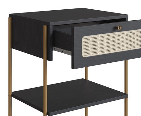 Mesa de Cabeceira Tela Oslo Nero e Dourado | Westwing