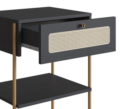 Mesa de Cabeceira Tela Oslo Nero e Dourado | Westwing