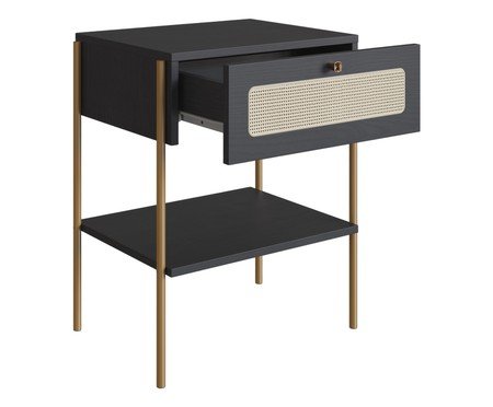 Mesa de Cabeceira Tela Oslo Nero e Dourado | Westwing
