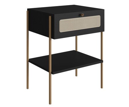 Mesa de Cabeceira Tela Oslo Nero e Dourado | Westwing
