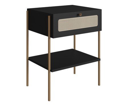 Mesa de Cabeceira Tela Oslo Nero e Dourado | Westwing