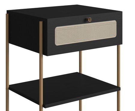 Mesa de Cabeceira Tela Oslo Nero e Dourado | Westwing