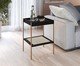 Mesa Lateral Quadrada com Prateleira Tela Oslo Nero e Dourado, black | WestwingNow