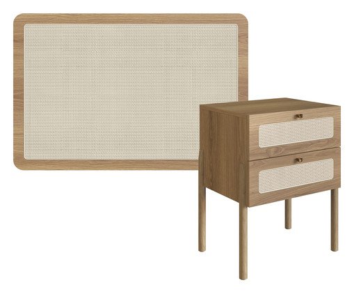 Jogo de Cabeceira e Mesa de Cabeceira Tela Oslo Hanover, Natural | WestwingNow