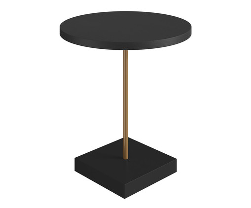 Mesa Lateral Redonda Luppo Nero e Dourado, black | WestwingNow