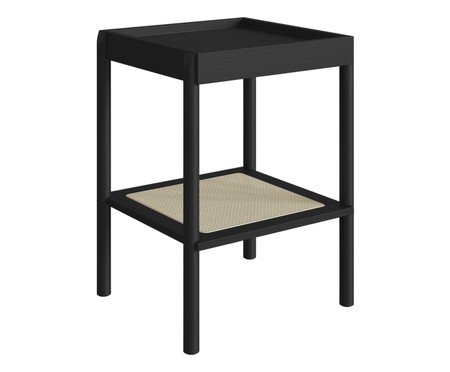 Mesa Lateral Quadrada com Prateleira Tela Oslo Nero | Westwing