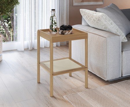 Mesa Lateral Quadrada com Prateleira Tela Oslo Hanover | Westwing